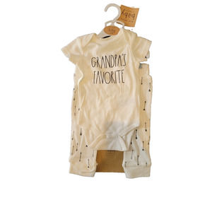 RAE DUNN Baby Bodysuit Set | Grandpa's Favourite | 4 pc | 3-6M | NWT